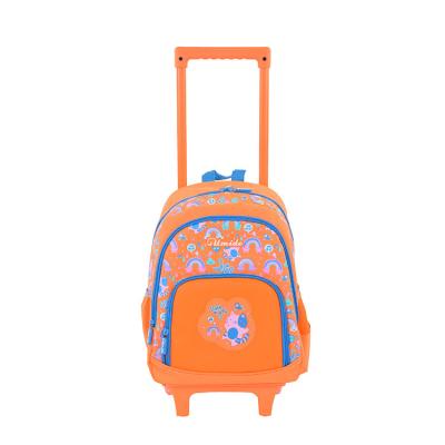 China OEM Waterproof Custom Polyester Bags Kids Backpacks Child 4 Wheel School Bag Trolley For Girls for sale