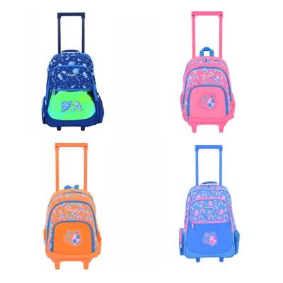 China Custom waterproof fashion 2 wheels kids rucksack luggage bookbags rucksack trolley school bags for sale