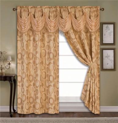 China 2pcs Lush Blackout Yarn Dye Jacquard Window Curtain Set With Taffeta Backing With 2 Tassels for sale