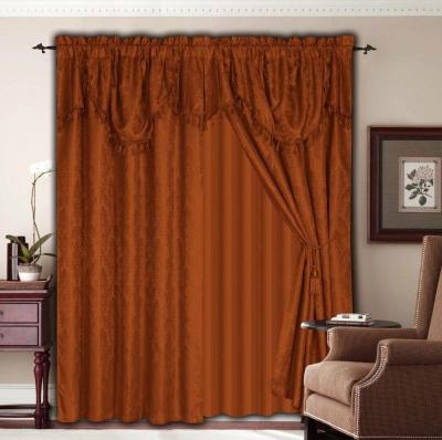 China 2PCS FIREPROOF JACQUARD WINDOW CURTAIN WITH VALANCE FASHION DESIGN for sale