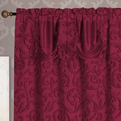 China Living Room Beautiful Curtain 2 Pcs Jacquard Design Living Room Window Curtain And Drape With Valance Wholesale for sale