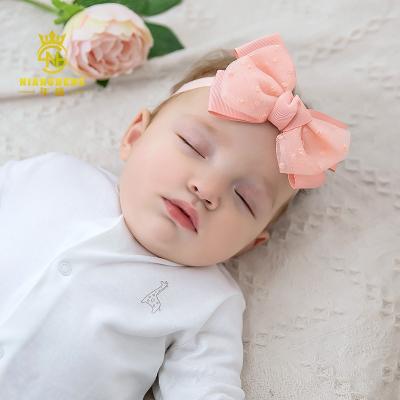 China Wholesale 2021 European and American Style LRTOU New Infant Children Fashion Headwrap Hair Accessories Girls Bows Lace Up Mesh Baby Hairband for sale