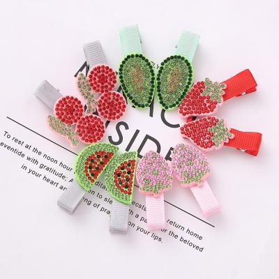 China New European and American style LRTOU wholesale summer children fashion hair clip hair accessories girls cute fruit crystals baby hair clips for sale