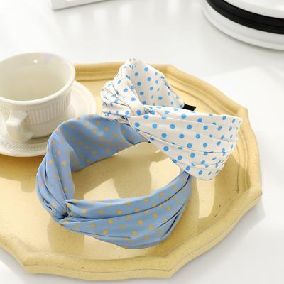 China Wholesale European and American Girls Korean Fashion Hair Accessories Women's Headband LRTOU Style Sweet Cross Polka Dots Headband for sale