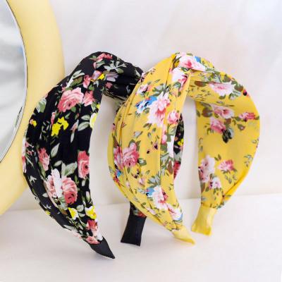 China Fashion LRTOU Wholesale 2021 Fashion Women Girls Summer Hair Accessories Headband Hairband Floral Twisted Newspaper for sale