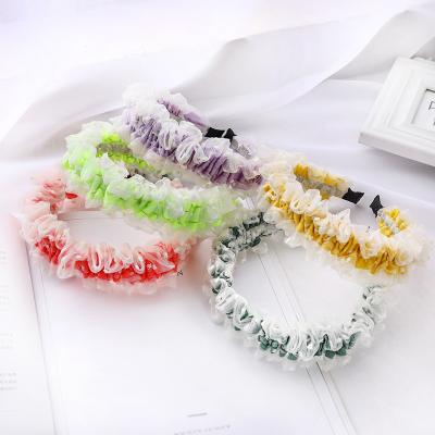 China LRTOU Custom Wholesale Soft Fashion Women Hair Accessories Crinkle Cloth Circle Hair Band Headband For Girls for sale