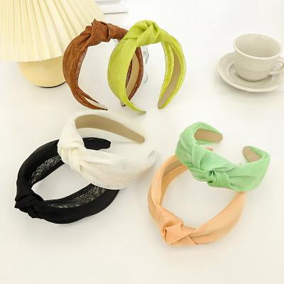 China European and American cheap Korean hair accessories women's fashion headband fashion LRTOU style wash face makeup simple solid color knotted headband for sale