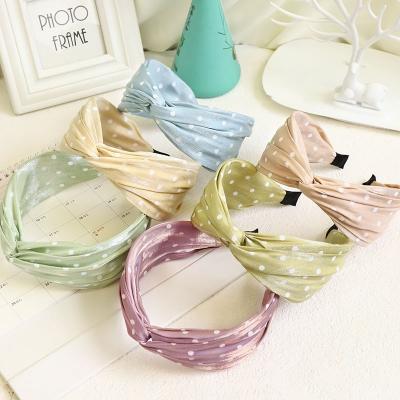 China Wholesale Fashion LRTOU New Spring Women Fashion Headband Hair Accessories Cute Girls Polka Dots Cross Twisted Headband for sale