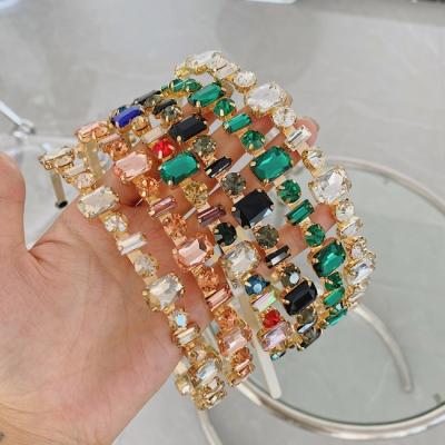 China LRTOU Wholesale Fashion Women Hair Accessories Custom Luxury Rhinestone Crystal Hair Band Headbands For Bling for sale