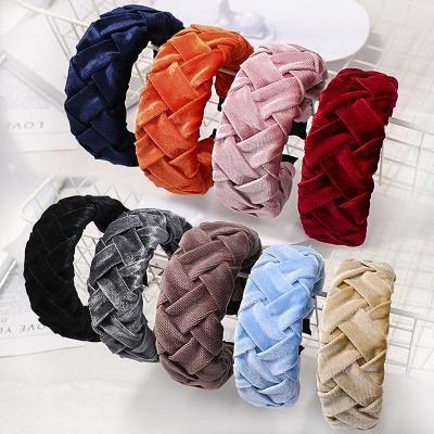 China LRTOU Style Fashion Girls Headwrap Cloth Headwrap Winter Velvet Braid Headband Custom Wholesale European and American Hair Band For Women for sale