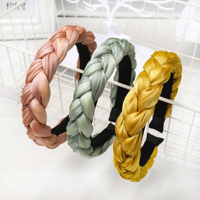 China LRTOU Wholesale Custom European and American Style Cloth Hair Accessories Girls Makeup Headband Plain Braid Hair Band for Women for sale