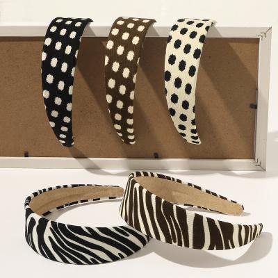 China Wholesale Custom Made European and American Style LRTOU Women Fashion Headband Hair Accessories Polka Dot Padded Headband Zebra Pattern Strip Wool for sale