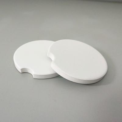 China Minimalist white sandstone custom ceramic car coaster for sublimation coating ceramic car coaster manufacturer for sale