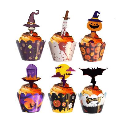 China Festival Decoration Halloween Cupcake Toppers Party Paper Cake Topper Decorations Supplies for sale