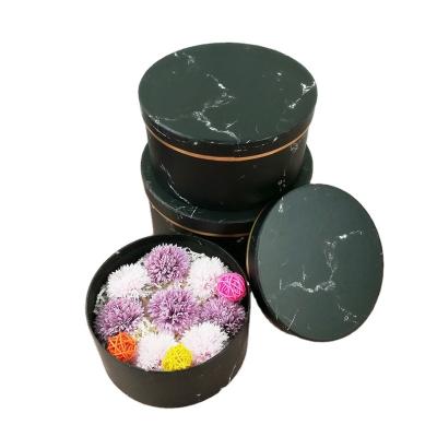 China Recycled Materials Custom Size Round Design Printing Paper Cardboard Decoration Marble Flower Packaging Cylindrical Gift Box for sale