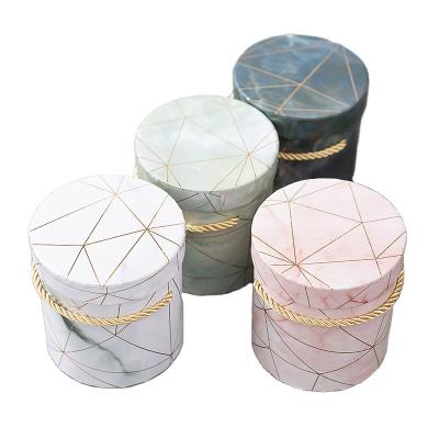 China Recycled Materials Wholesale Customized Logo Paper Print Packaging Cylindrical Luxury Round Gift Flower Box With Ribbon for sale