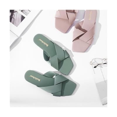 China Wholesale Breathable PU Women Slippers Ladies Summer Sandals 2021 Summer Female Sandals for sale