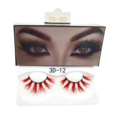 China Wholesale Natural Colored Silk Mink Eyelashes Private Label Colored 3D False 3D Eyelashes Long False Mink Vendor for sale