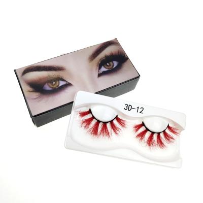 China False Colored Mink Colored Lashes Lashes Long Eyelashes Home Party New Natural Makeup Trend Colored Eyelash Fan for sale