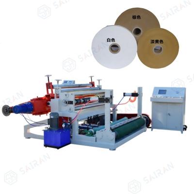 China Garment Shops Electric Shaftless Loading Large Core Paper Coil Slitting Roll Paper Machine for sale