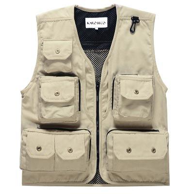 China Anti-wrinkle New Arrival Mens Multi Pocket Vest With Back Folding Design for sale