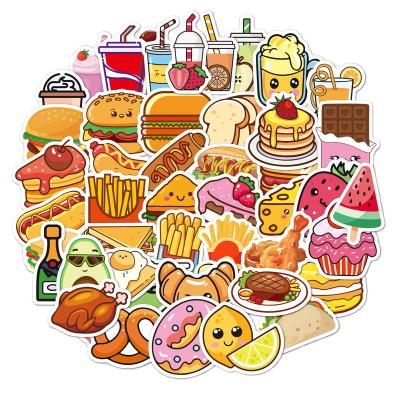 China Waterproof Cartoon Sticker Kawaii Hamburger Food Stickers Graffiti Notebook Water Cup Suitcase Cartoon Stickers For Kids Toys for sale