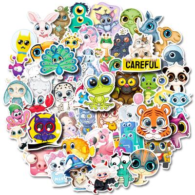 China Big Eyes Sticker Cute Adhesive Cartoon Sticker Animal Avatar Reward Stationery Die Cut Anime Stickers For Kids for sale