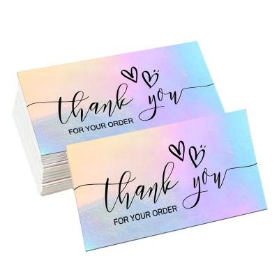 China Europe Custom Logo 9*5cm Laser Rainbow Greeting Gift Wrapping Cards Appreciation Thank You Cards For Small Business for sale