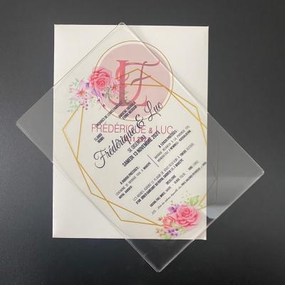 China China Central Institute of Statistics Wedding Invitation Custom Acrylic Creative Rectangle Cards Transparent Acrylic Invitations for Business Banquet for sale