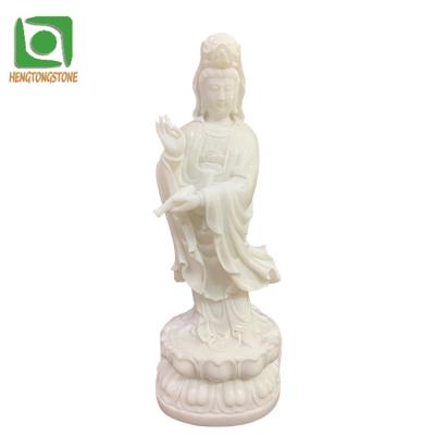 China Modern Marble Small Size Standing Kwan Yin Statue In Stock for sale