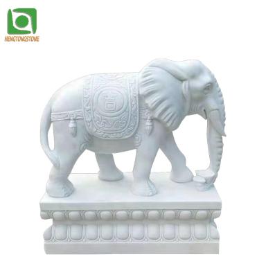 China Modern Chinese Style Marble Elephant Carve Small White Marble Elephant Statue In Stock for sale