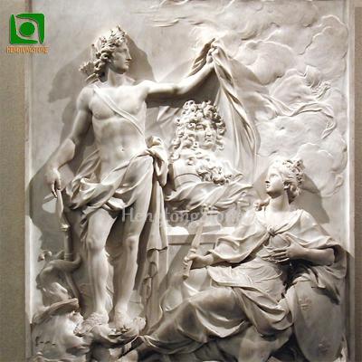 China Modern Figure Sculpture 3D Art Wall Decorative Stone Carving Natural Marble Relief for sale