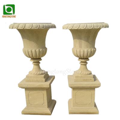 China EUROPEAN Simple Classic Carving Granite Outdoor Stone Flower Pots for sale