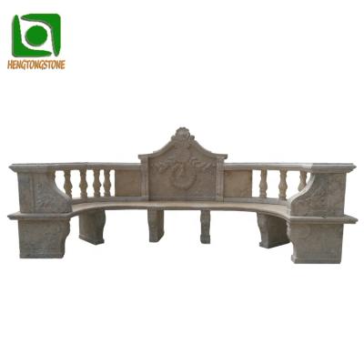 China Modern Courtyard Beige Marble Carving Benches For Home Decoration for sale