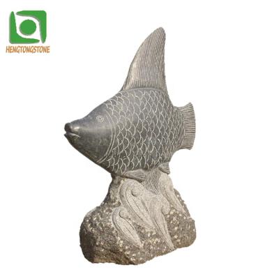 China Modern Black Marble Fish Sculpture Animal Marble Sculpture for sale