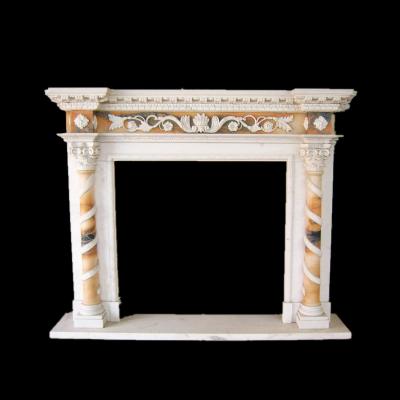 China Natural White Marble Fireplace Mantel Hand Carving Fireplace Mantels for sale