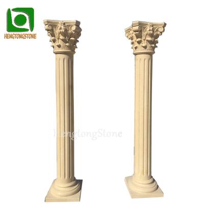 China Indoor Or Outdoor Beige Solid Marble Decoration Roman Columns for sale