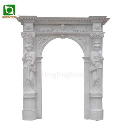 China Modern Hand Carved Figure Statue Column Carved White Marble Arch for sale