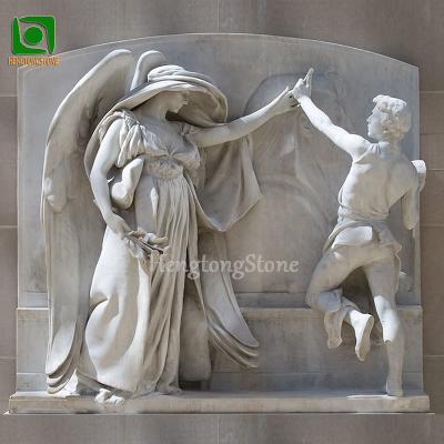 China Custom Made Modern Natural White Marble Western Wall Art Relief Sculpture for sale