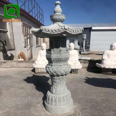 China Modern Asian Style Lantern Carving Stone Black Marble Antique Lanterns for sale