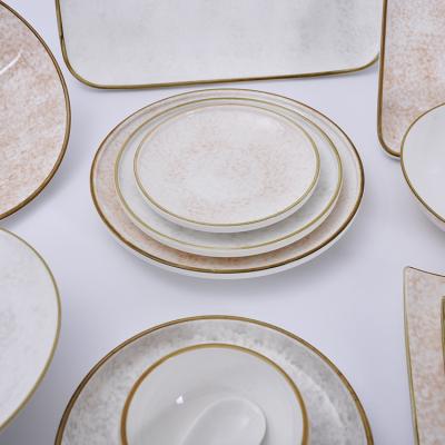 China Sustainable Manufacturer Good Quality Colorful Glazed Werstern Nordic Style Dish Sets For Restaurant Hotel for sale