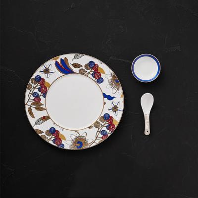 China Viable Wholesale P&T High Temperature Firing Decal Hotel Tableware Wedding Dinner Dishes Custom Porcelain for sale