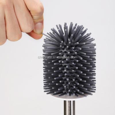 China Eco-friendly Silicone Toilet Cleaning Kit with Soft Bristle Brush Silicone Toilet Brush and Holder Bathroom Toilet Brush Holder for sale