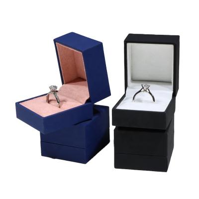 China Jewelry Package ROMI Fashion Leatherette Paper With Logo Jewelry Packaging Box Wwith Hot Stamping Velvet Insert for sale