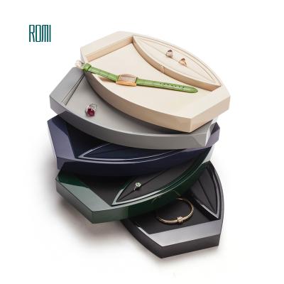 China Stackable PU Leather Jewelry Tray Jewelry Organizer Trays Customized by ROMI High End Quality Jewelry Display and Store for sale