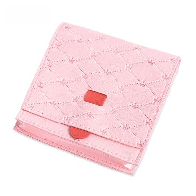 China For Jewelry Eco-Friendly Luxury Microfiber Velvet Pink Sliver Pouches Fold Custom Logo Gift Jewelry Packaging Pouch Bag Custom Made for sale