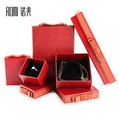 China ROMI Stock Leatherette Paper Jewelry Box Packaging Box Velvet Inside Jewelry Display Storage Case for sale