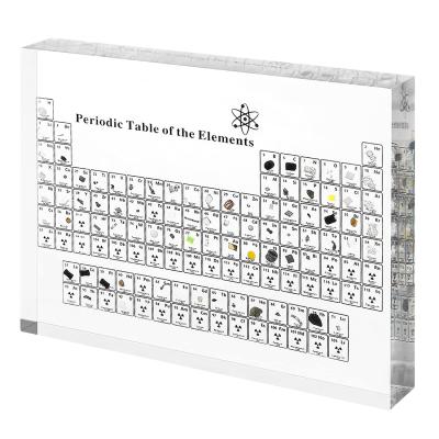 China Morden Clear Acrylic Block Periodic Table with Real Elements for sale