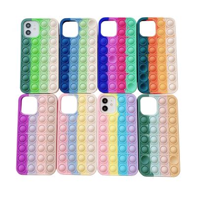 China Factory Outlet Shockproof Organic Silica Gel Cell Phone Case Relaxing Bubble Busy Person Toys Phone Case For Iphone 12 Pro Max for sale