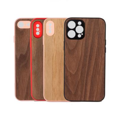 China Shockproof Luxury Wood Edge Wooden Shell TUP Wooden Housing Phone Case For iPhone for sale